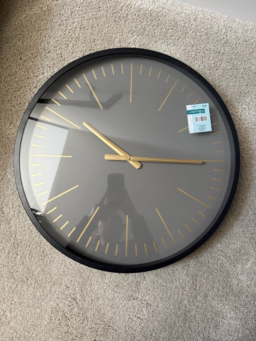 The Spring Shop Black and Gold Minimalist Wall Clock